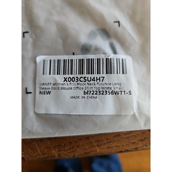 NEW LYANER White Frill Mock-Neck Blouse Size S – Pleated Long-Sleeve Feminine To - Picture 2 of 8